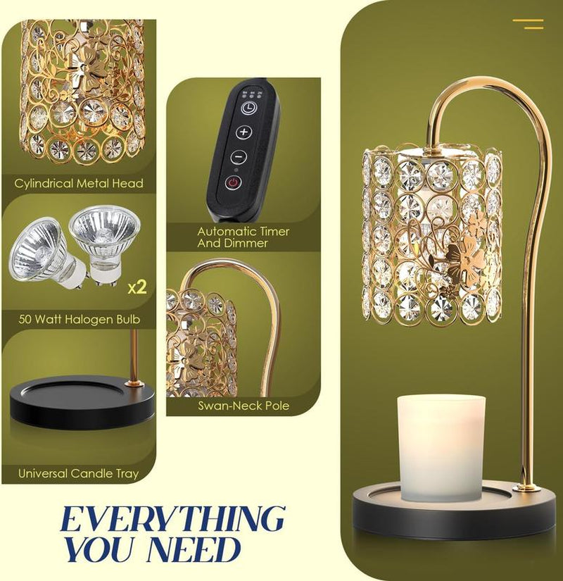 Timewise Electric Candle Warmer Lamp: Illuminate Your Space with Style. Perfect for Bedroom Ambiance and Home Decor. Ideal Gifts for Women. Dimmable Wax Melts Warmer for Scented Wax (Includes 2 X GU10 Bulbs) Decoration Items Jar