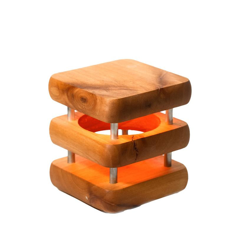 Friendship Lamps MINI Mid-Century Wooden Square Friendship Lamps - Natural Stain - Perfect Holiday Gift for Long-Distance Relationships