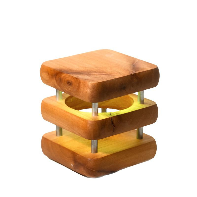 Friendship Lamps MINI Mid-Century Wooden Square Friendship Lamps - Natural Stain - Perfect Holiday Gift for Long-Distance Relationships
