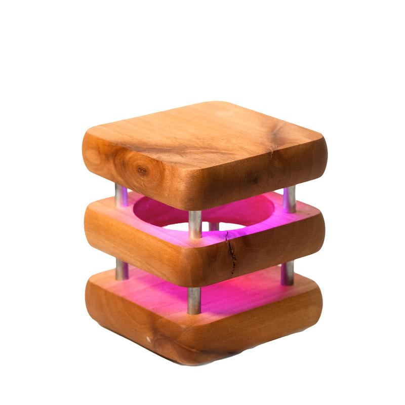 Friendship Lamps MINI Mid-Century Wooden Square Friendship Lamps - Natural Stain - Perfect Holiday Gift for Long-Distance Relationships