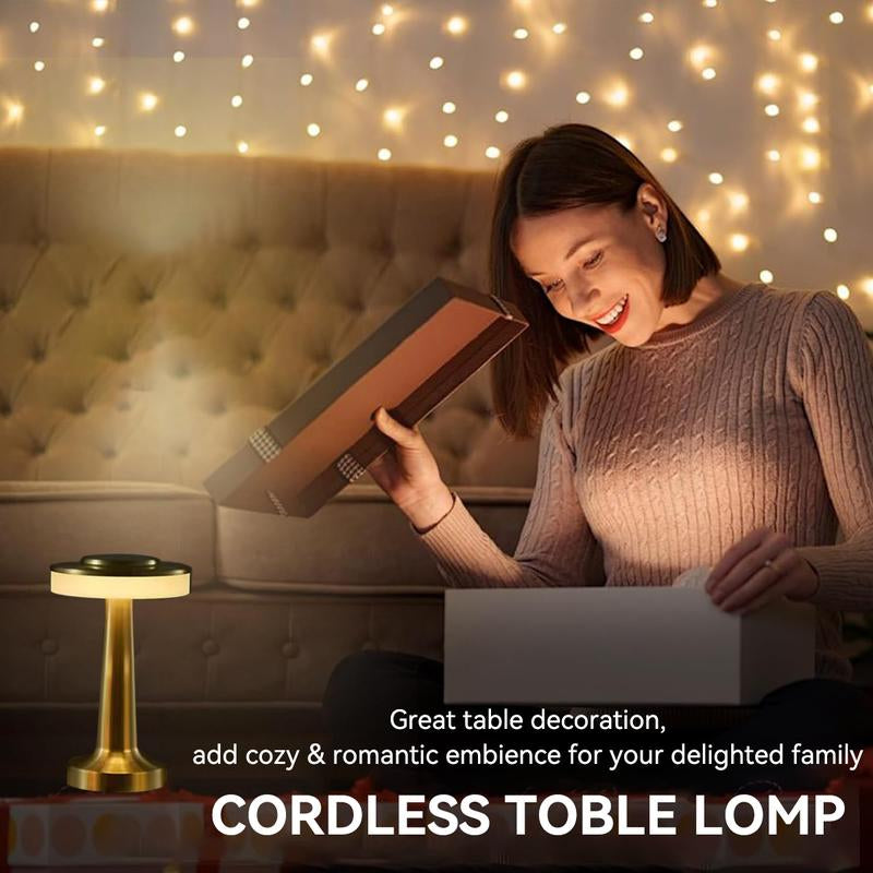 Portable LED Table Lamp with Touch Sensor, 3-Levels Brightness, Rechargeable Battery up to 48 Hours Usage, Night Light for Kids Nursery, Nightstand Lamp, Bedside Lamp (Gold)