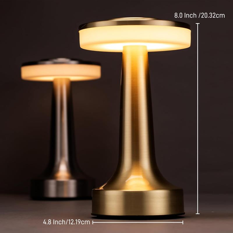 Portable LED Table Lamp with Touch Sensor, 3-Levels Brightness, Rechargeable Battery up to 48 Hours Usage, Night Light for Kids Nursery, Nightstand Lamp, Bedside Lamp (Gold)