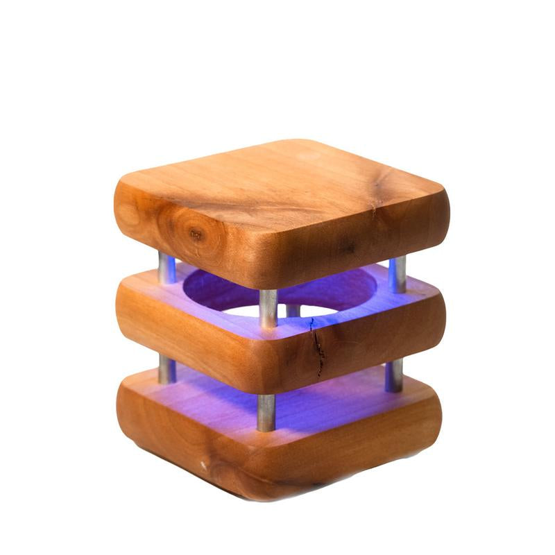 Friendship Lamps MINI Mid-Century Wooden Square Friendship Lamps - Natural Stain - Perfect Holiday Gift for Long-Distance Relationships