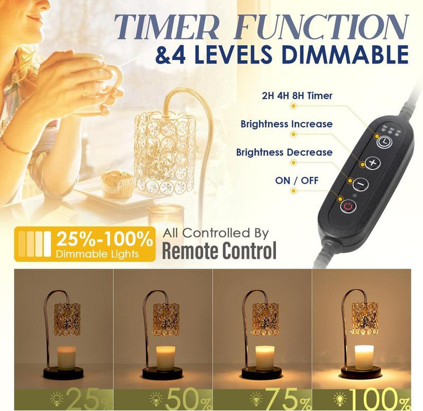 Timewise Electric Candle Warmer Lamp: Illuminate Your Space with Style. Perfect for Bedroom Ambiance and Home Decor. Ideal Gifts for Women. Dimmable Wax Melts Warmer for Scented Wax (Includes 2 X GU10 Bulbs) Decoration Items Jar